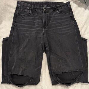 Black Distressed Wide Leg Jean